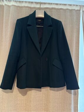 Maje Women's Dark Green Single-Button Blazer